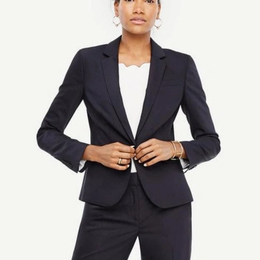 NWT Ann Taylor  One Button Tropical Wool Jacket Blazer Navy Size 6 ($75-175)